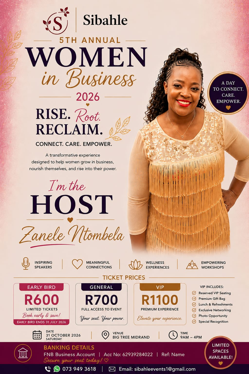 Zanele Ntombela, host of the Women in Business 2026 event
